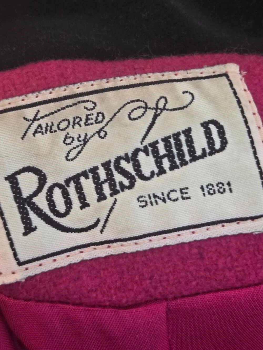 Rothschild Vintage Girls Wool Coat & Bonnet Pink Black Velvet Size M Cottagecore